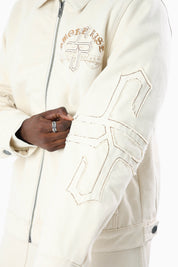 Blessed With Faith Canvas Jacket - Rainy Day