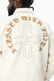 Blessed With Faith Canvas Jacket - Rainy Day