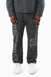 Blessed With Faith Carpenter Canvas Pants - Asphalt