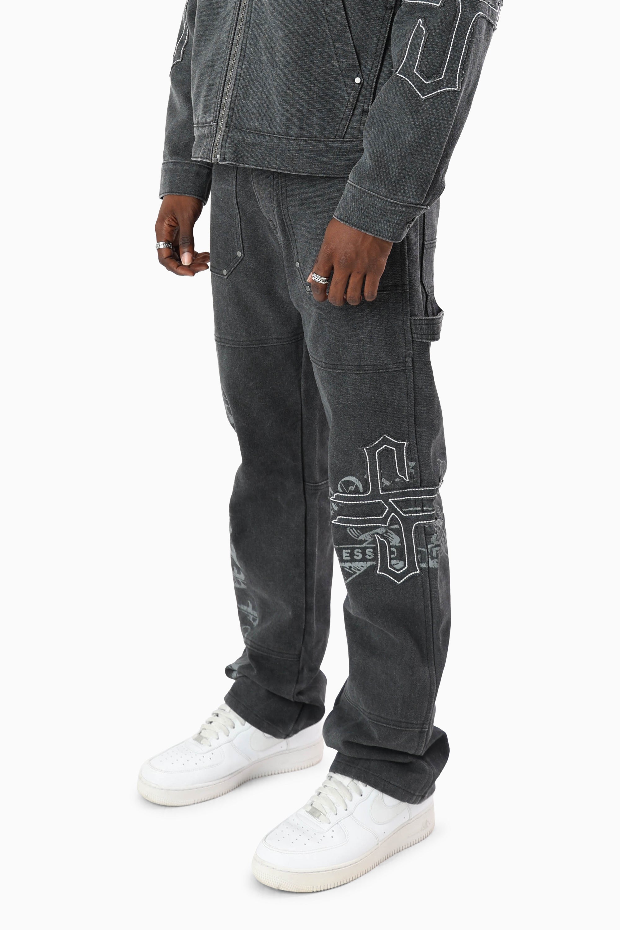 Blessed With Faith Carpenter Canvas Pants - Asphalt