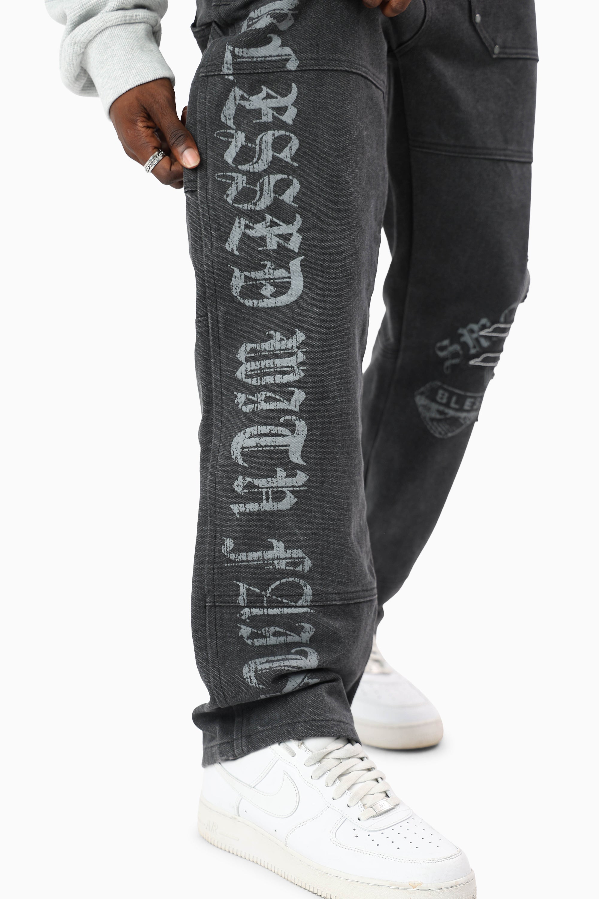 Blessed With Faith Carpenter Canvas Pants - Asphalt
