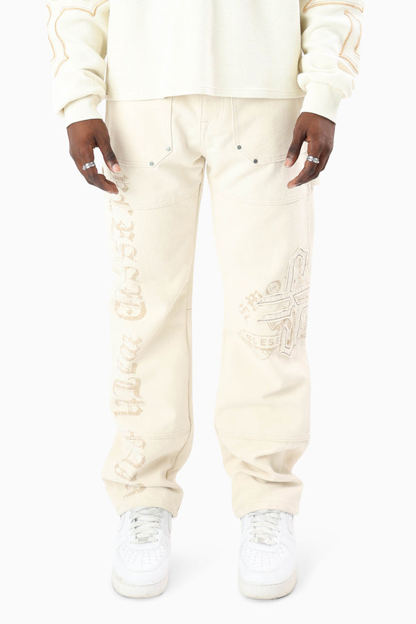 Blessed With Faith Carpenter Canvas Pants - Rainy Day