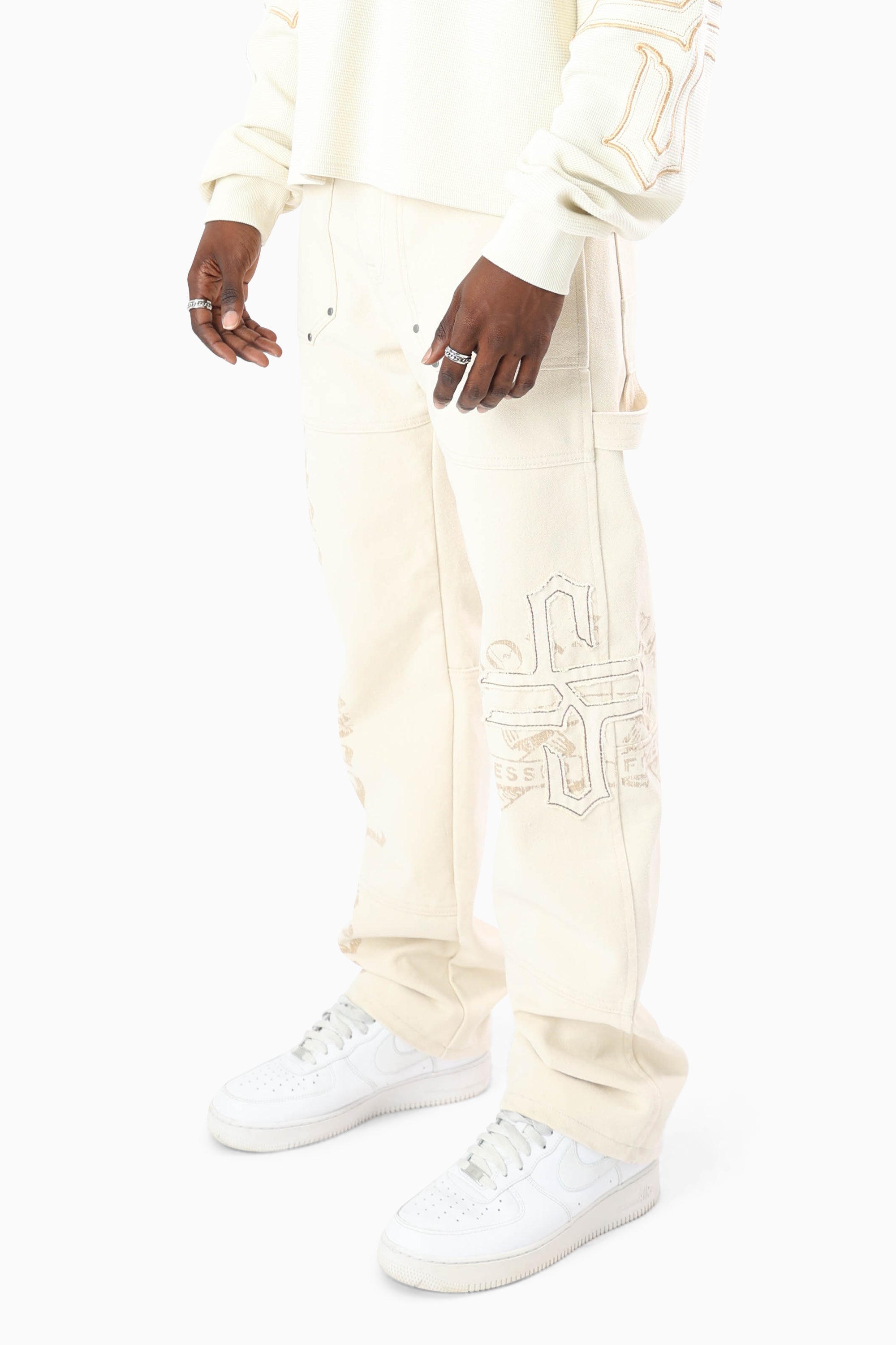 Blessed With Faith Carpenter Canvas Pants - Rainy Day