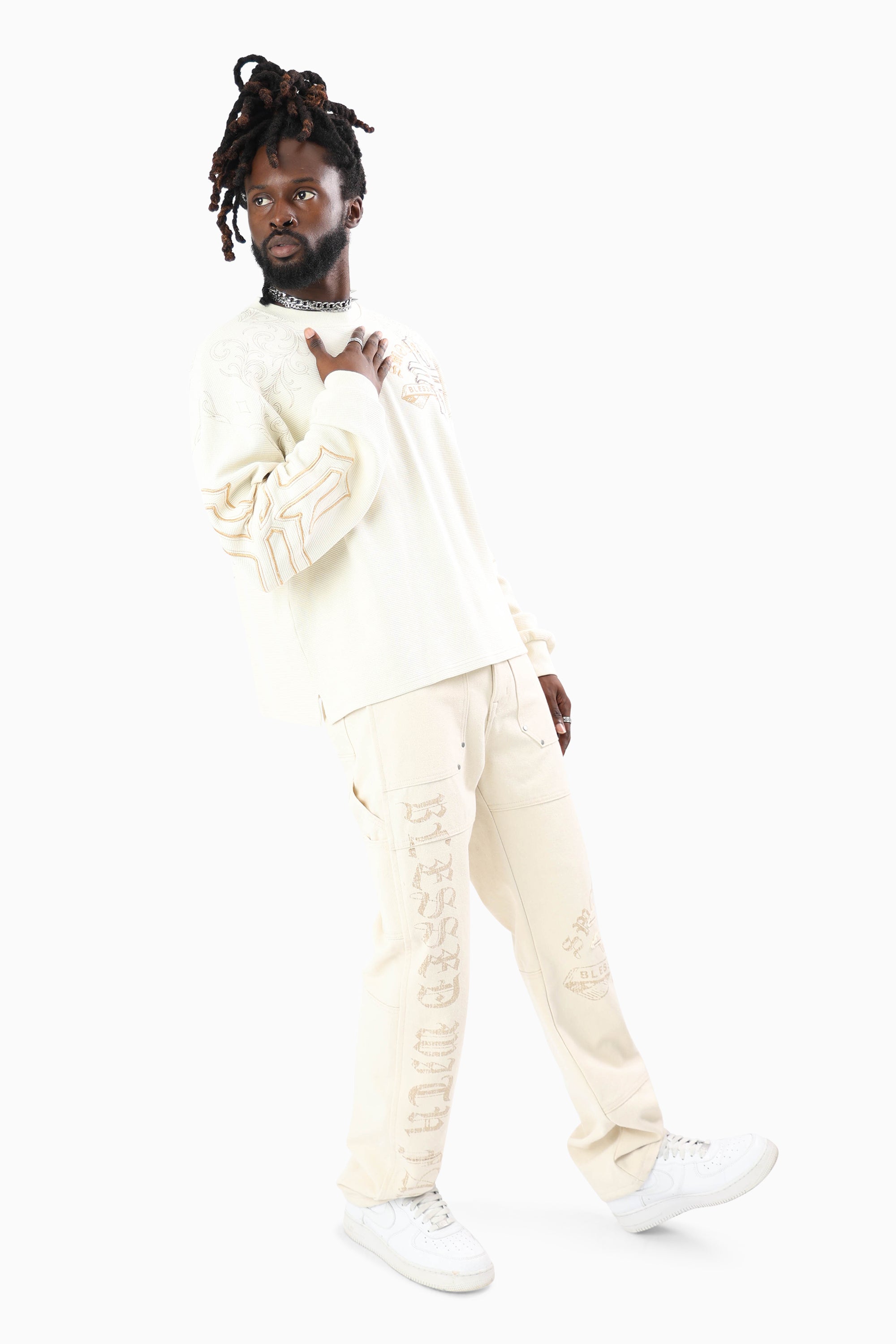 Blessed With Faith Carpenter Canvas Pants - Rainy Day
