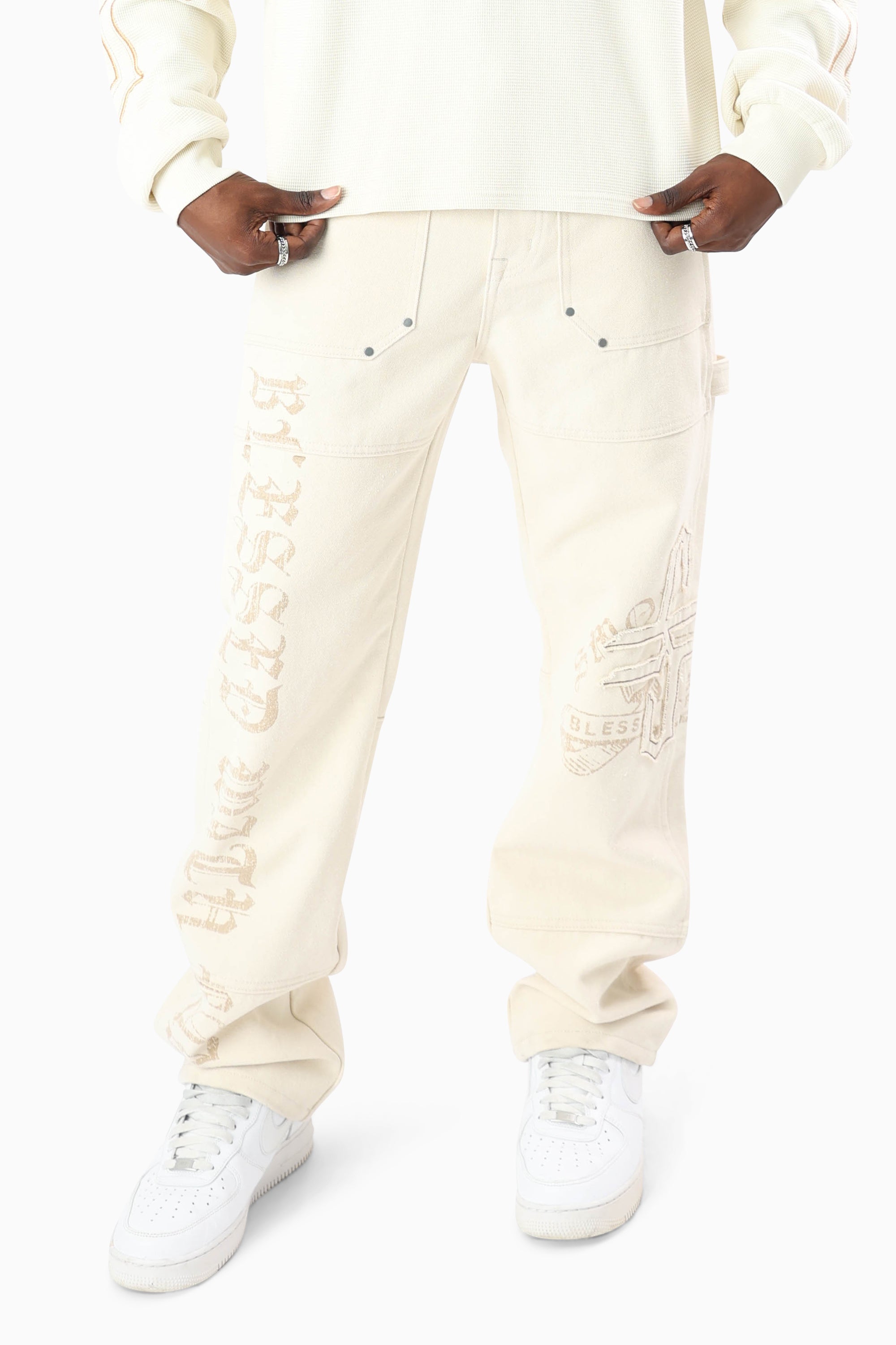 Blessed With Faith Carpenter Canvas Pants - Rainy Day