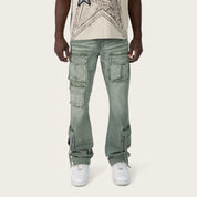 Lazy Stacked Utility Pants - Sea Grass