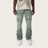 Lazy Stacked Utility Pants - Sea Grass