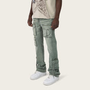 Lazy Stacked Utility Pants - Sea Grass