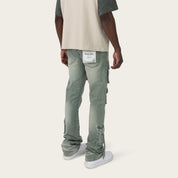 Lazy Stacked Utility Pants - Sea Grass
