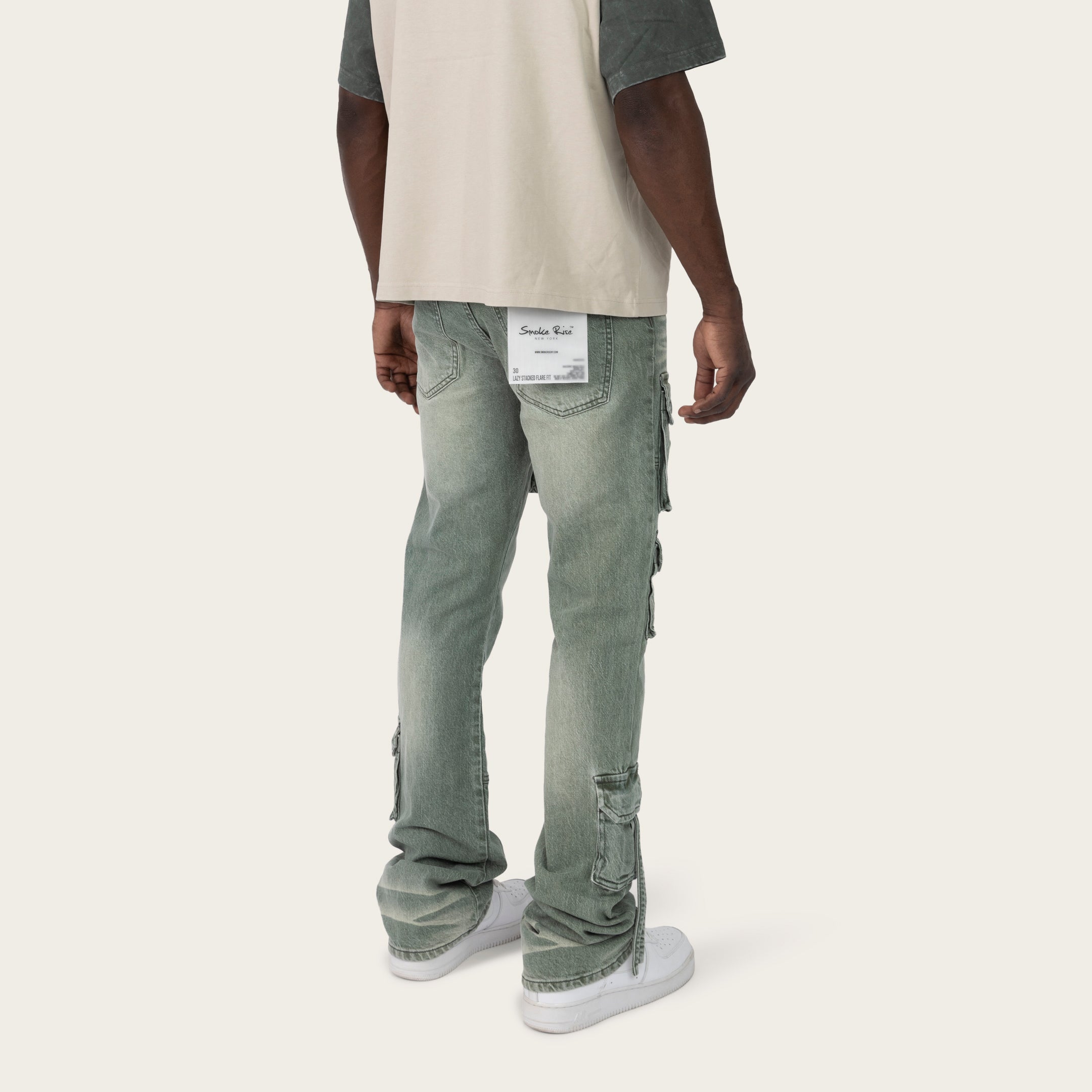 Lazy Stacked Utility Pants - Sea Grass