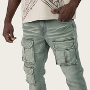Lazy Stacked Utility Pants - Sea Grass