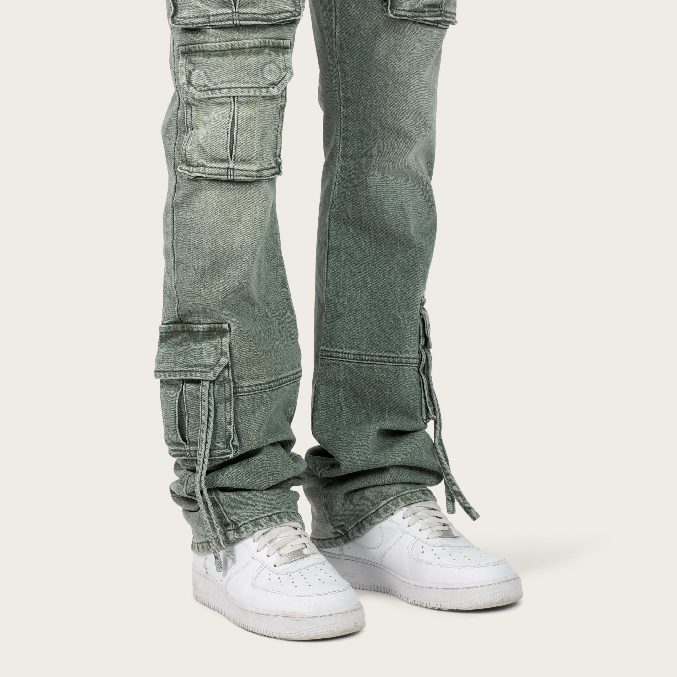 Lazy Stacked Utility Pants - Sea Grass