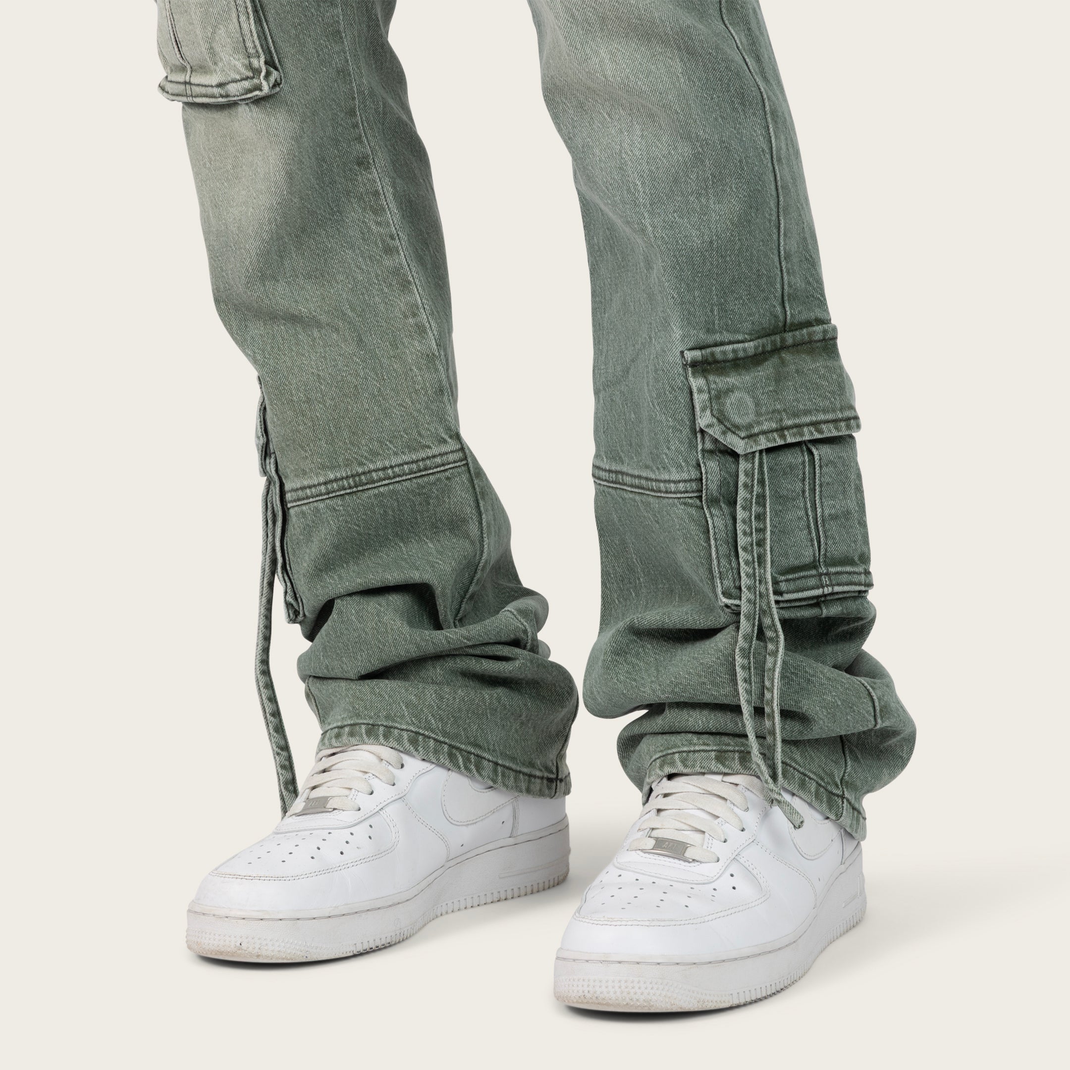 Lazy Stacked Utility Pants - Sea Grass