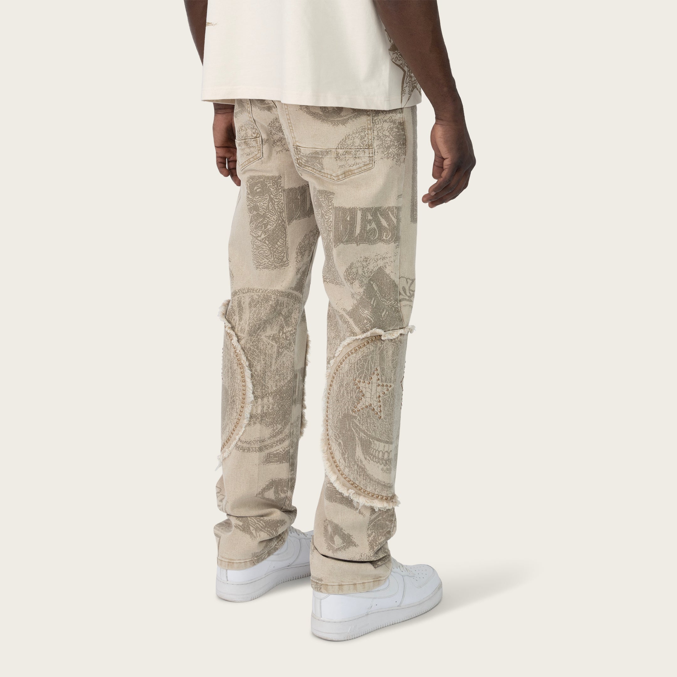 Straight 34 Doodle Zig Zag Stitch Pants - Sand