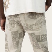 Straight 34 Doodle Zig Zag Stitch Pants - Sand