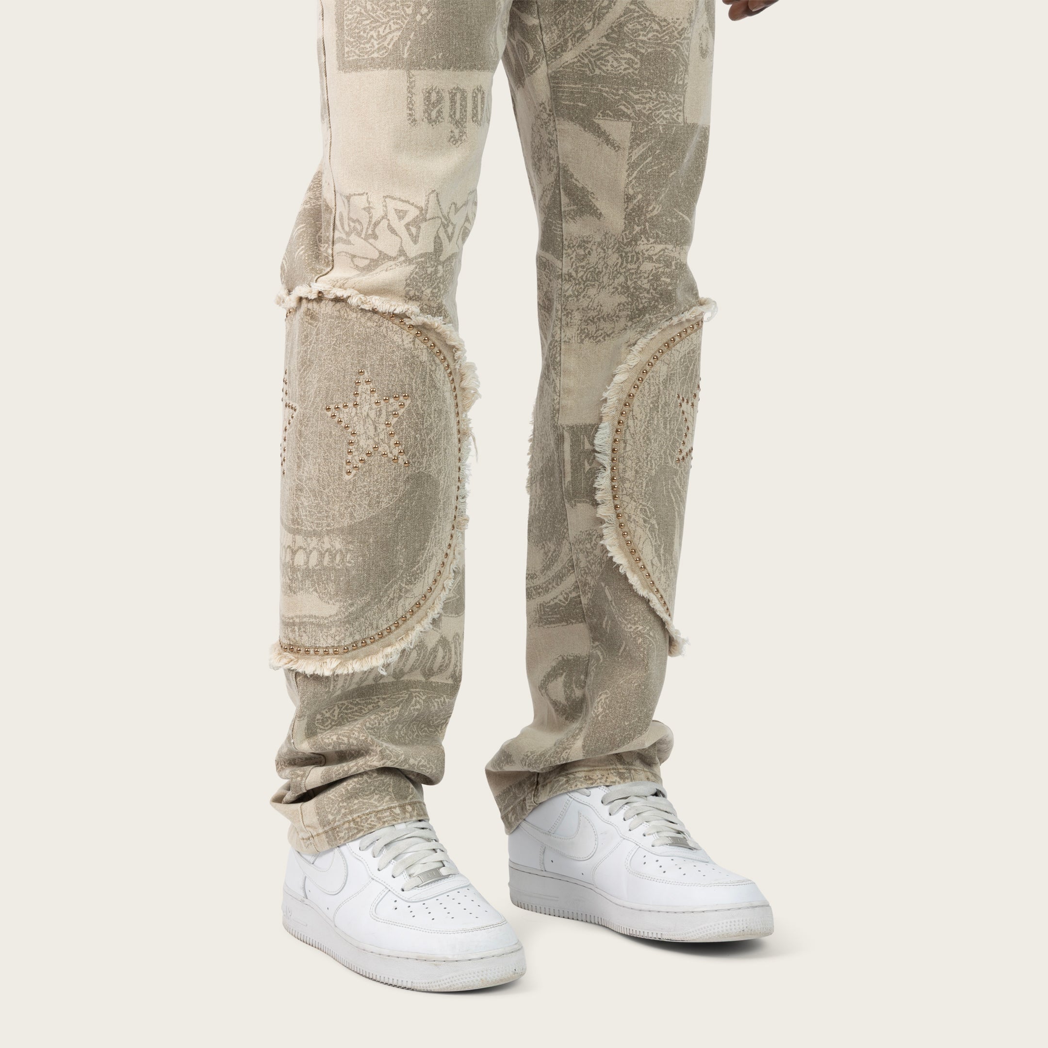 Straight 34 Doodle Zig Zag Stitch Pants - Sand