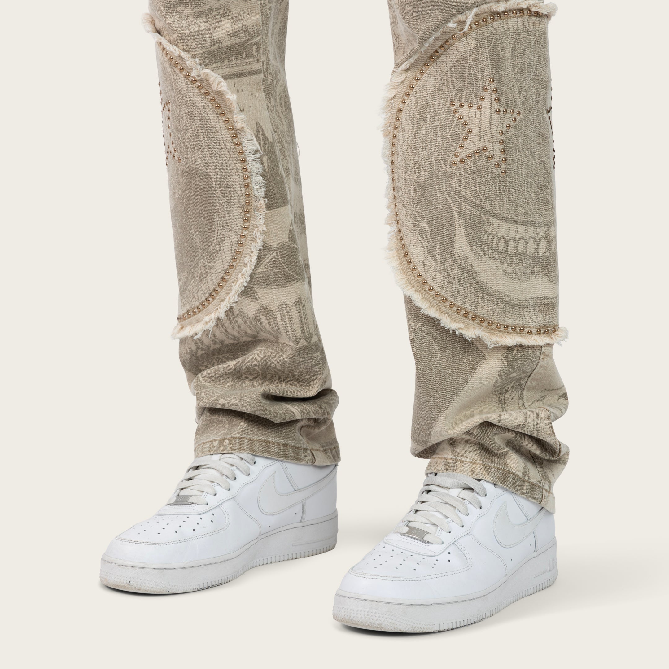 Straight 34 Doodle Zig Zag Stitch Pants - Sand