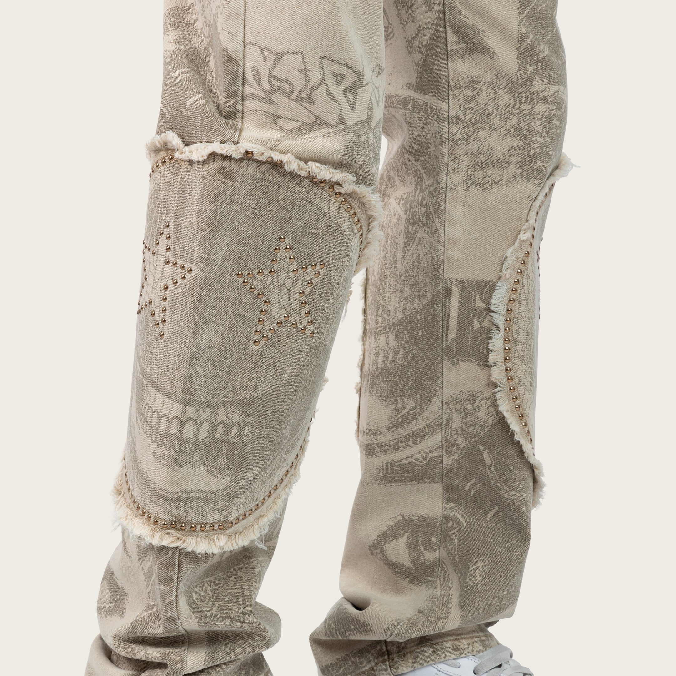 Straight 34 Doodle Zig Zag Stitch Pants - Sand