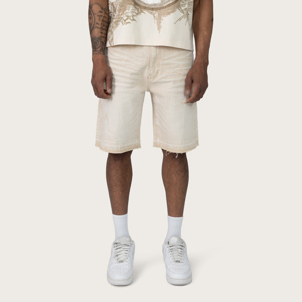 Comfort Sun Bleached Effect Colored Shorts - Abrade Khaki