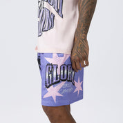 Lounge Maximalist Printed Mesh Shorts - Paisley Purple