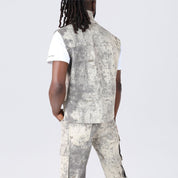 Splatter Print Twill Utility Vest