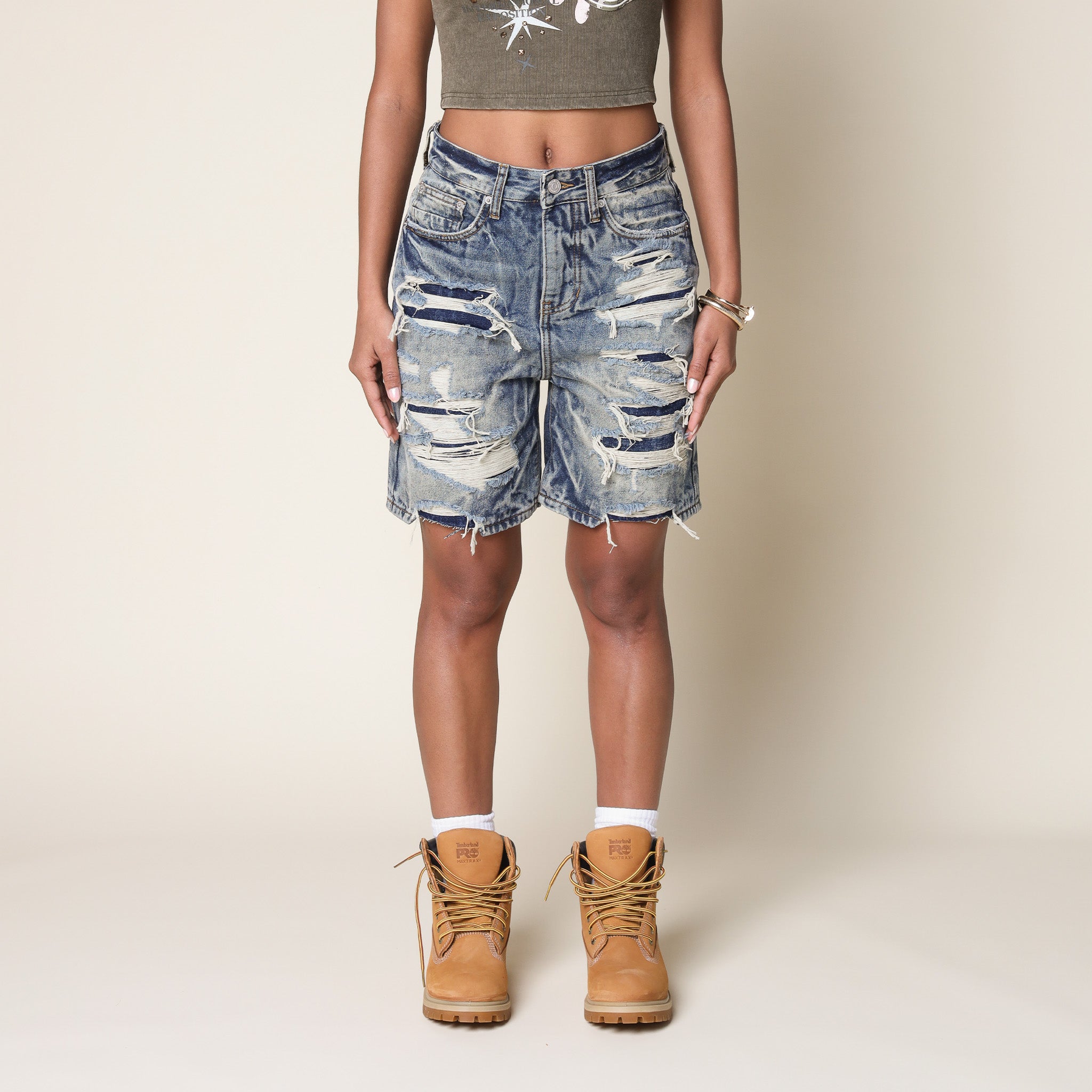 7" Heavy Repair Jean Shorts - Marsh Blue