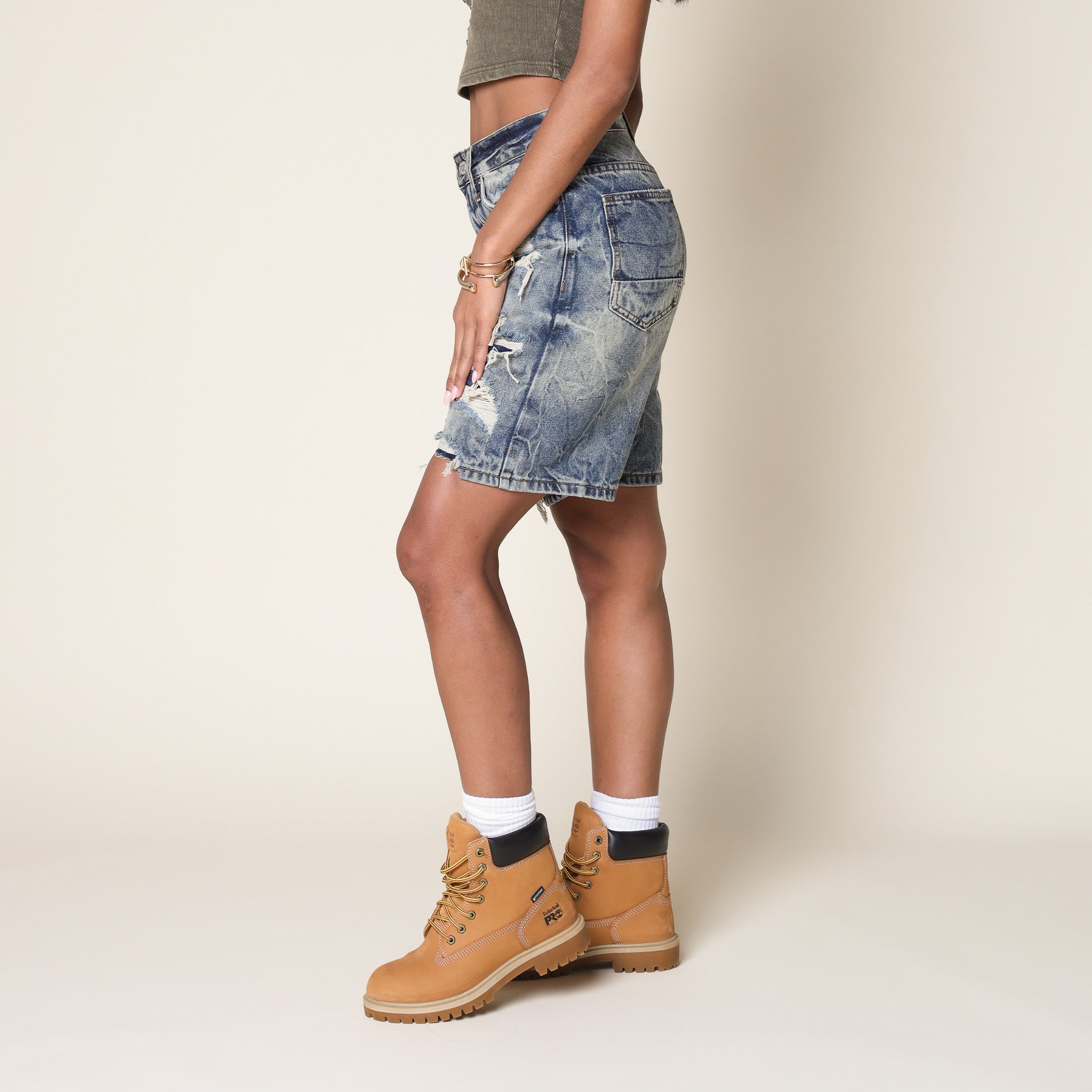 7" Heavy Repair Jean Shorts - Marsh Blue
