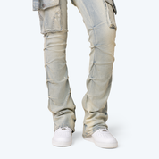 High Rise Stacked Cut Out Jeans - Seville Blue