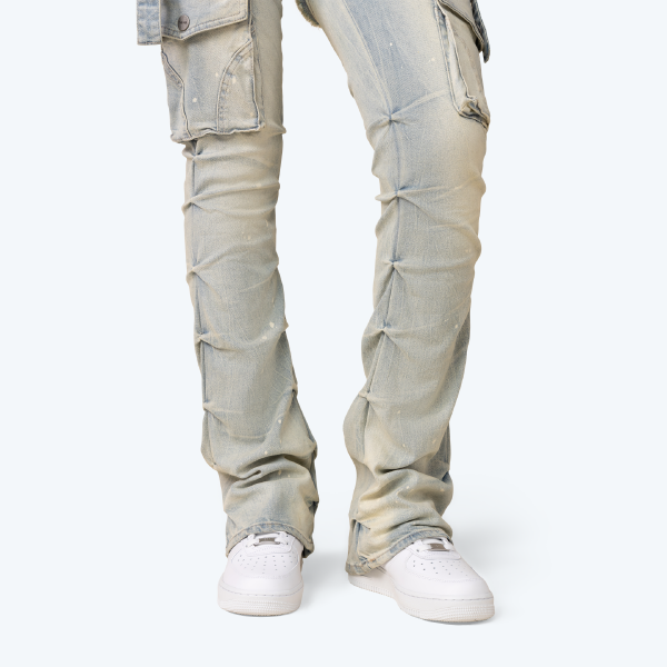 High Rise Stacked Cut Out Jeans - Seville Blue