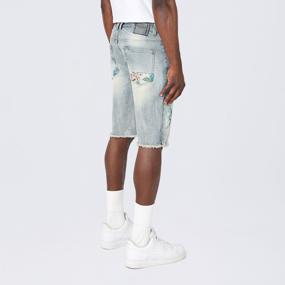 Tapestry Patched Jean Shorts