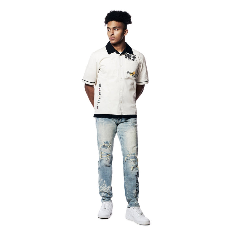 Embroidered & Printed Polished Twill Resort Shirt