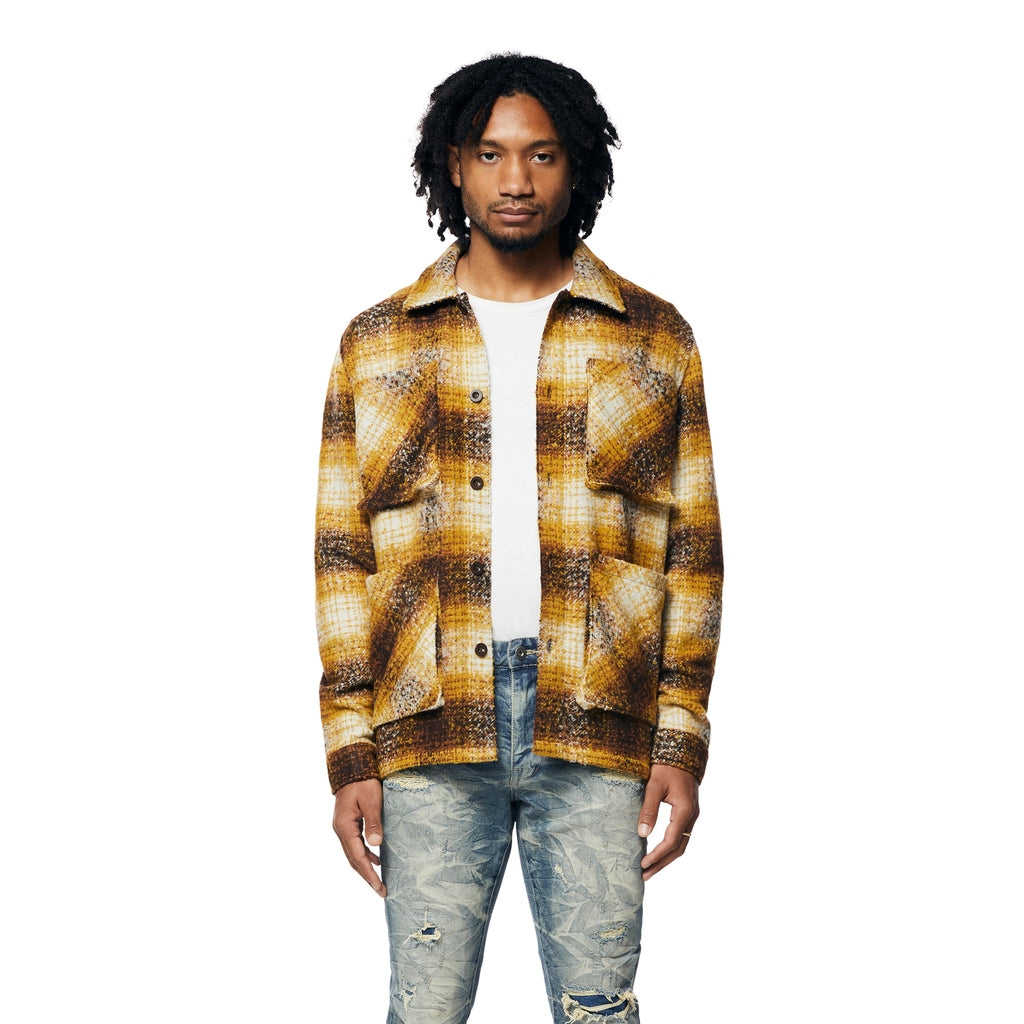 Smoke Rise Plaid Flannel Overshirt - Butterscotch