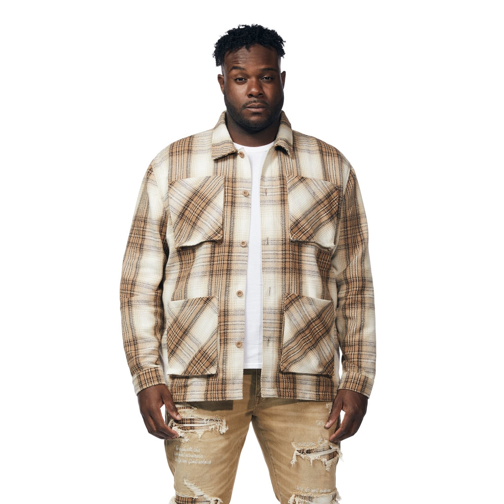 Smoke Rise Big and Tall Big and Tall Plaid Flannel Overshirt - Driftwood