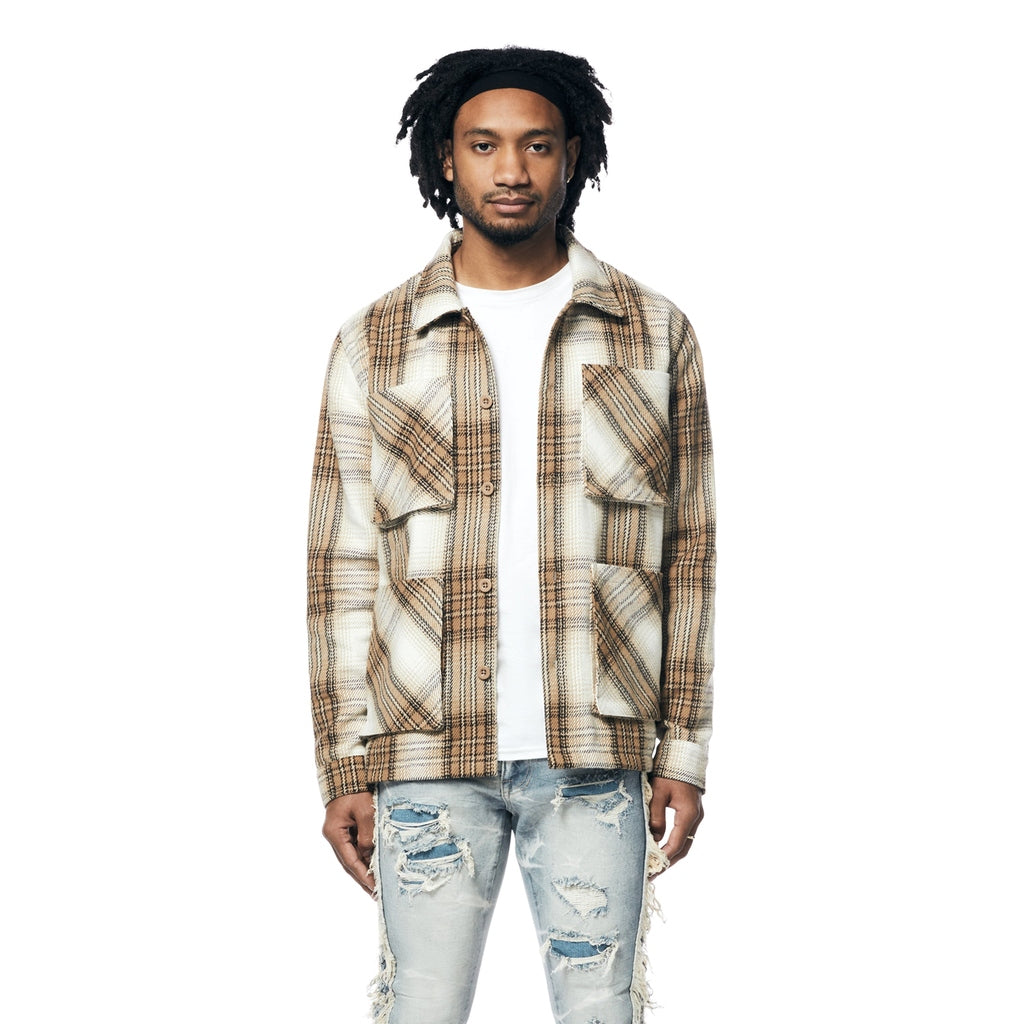 Smoke Rise Plaid Flannel Overshirt - Driftwood