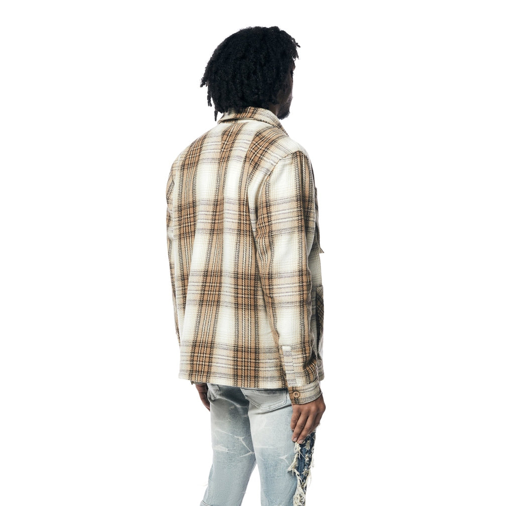 Smoke Rise Plaid Flannel Overshirt - Driftwood