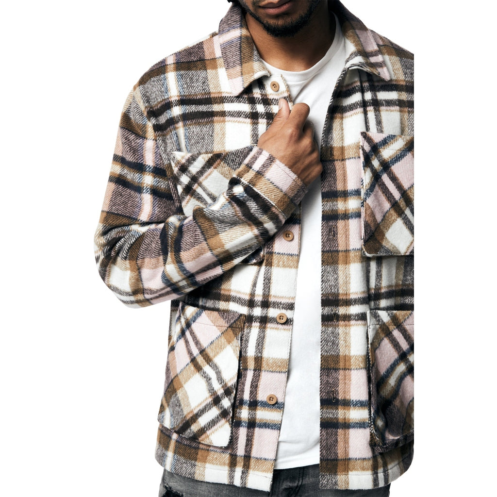 Smoke Rise Plaid Flannel Overshirt - Himalaya