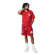 Smoke Rise Fashion Military Windbreaker Shorts - Red