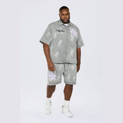 Smoke Rise Big and Tall Big and Tall - Puff Printed Graphic Resort Denim Shorts - Smoke Grey