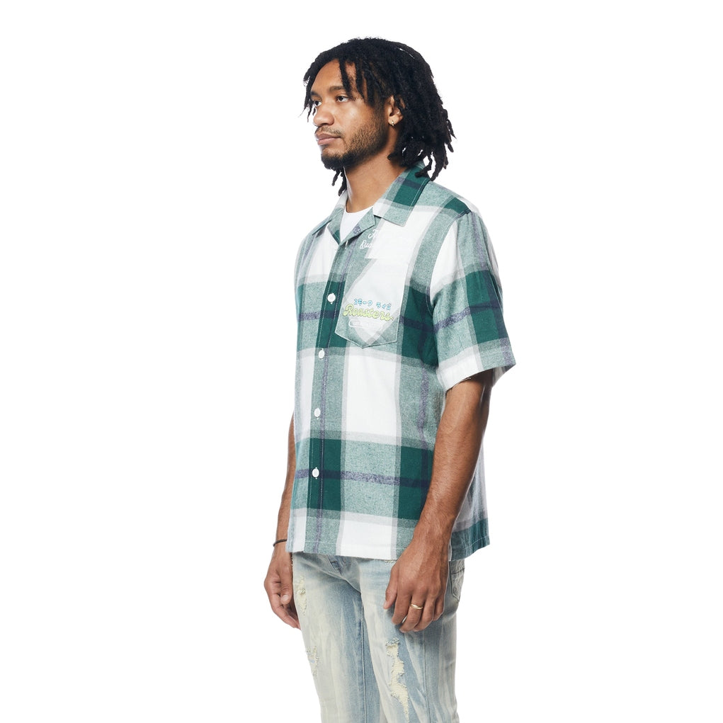 Smoke Rise Patchwork Plaid Shirt - Green