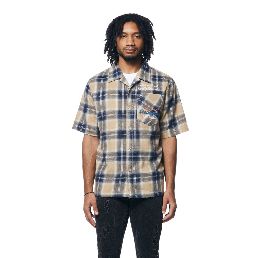 Smoke Rise Patchwork Plaid Shirt - Khaki
