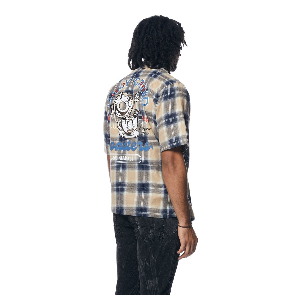 Smoke Rise Patchwork Plaid Shirt - Khaki