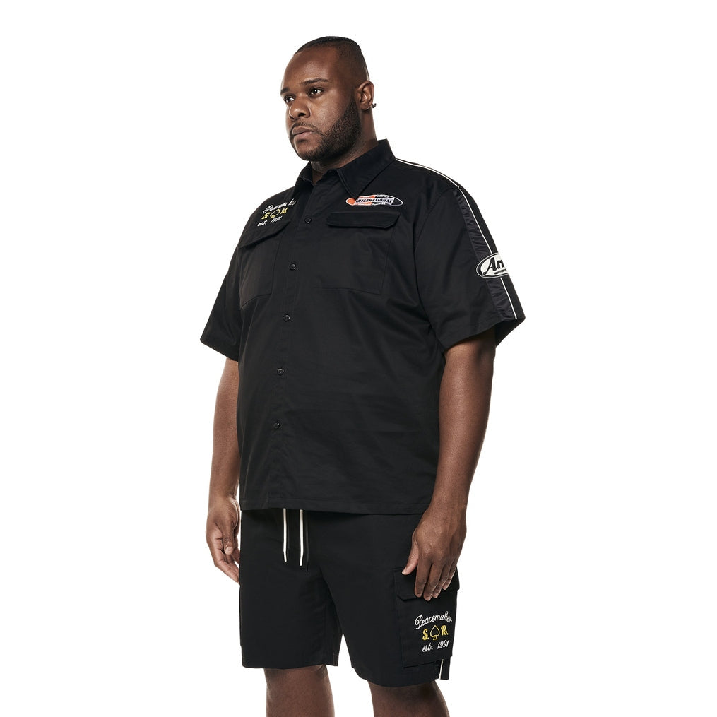 Smoke Rise Big and Tall Big and Tall - Graphic Twill Shirt - Black