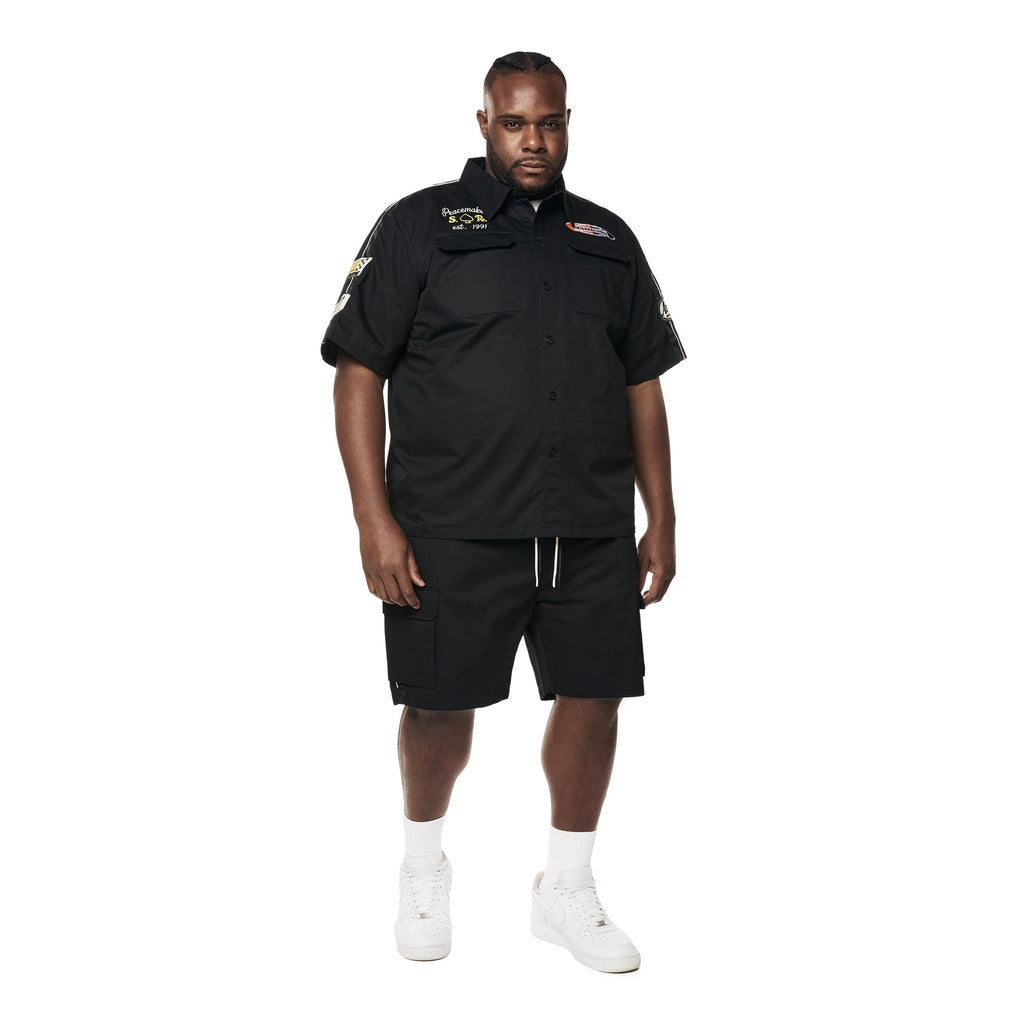 Smoke Rise Big and Tall Big and Tall - Graphic Twill Shirt - Black