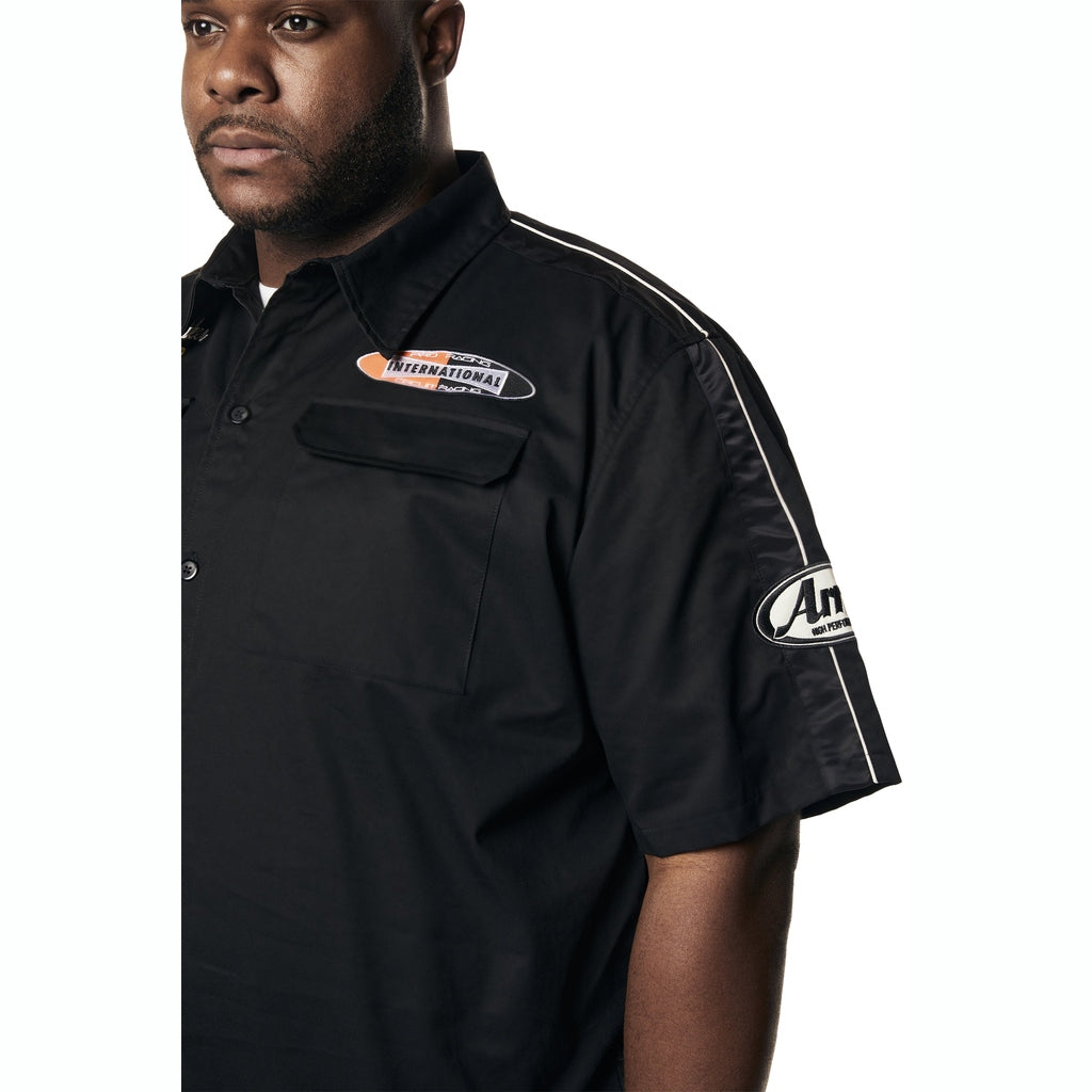 Smoke Rise Big and Tall Big and Tall - Graphic Twill Shirt - Black