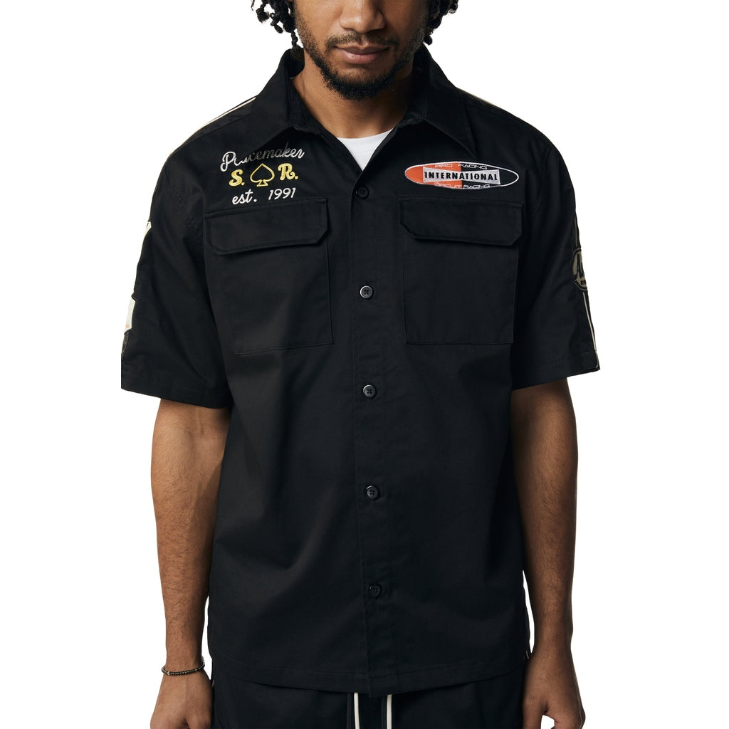 Smoke Rise Graphic Twill Shirt - Black