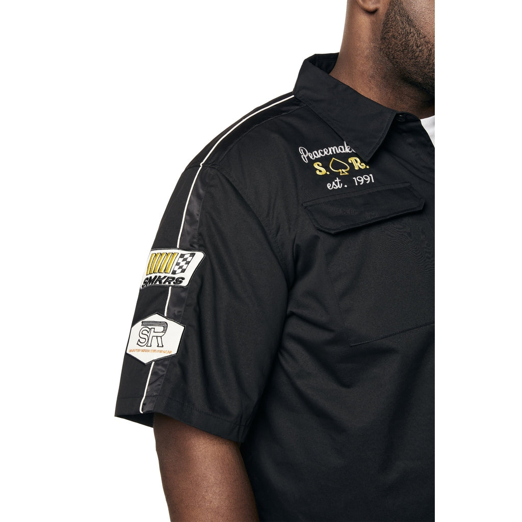 Smoke Rise Big and Tall Big and Tall - Graphic Twill Shirt - Black