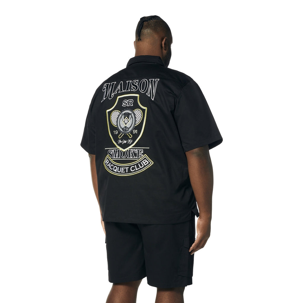 Smoke Rise Big and Tall Big and Tall - Graphic Polished Twill Shirt - Black