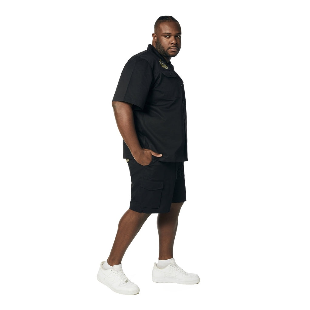 Smoke Rise Big and Tall Big and Tall - Graphic Polished Twill Shirt - Black