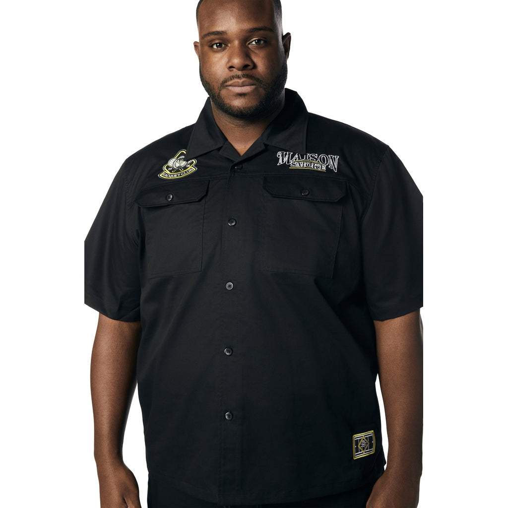 Smoke Rise Big and Tall Big and Tall - Graphic Polished Twill Shirt - Black