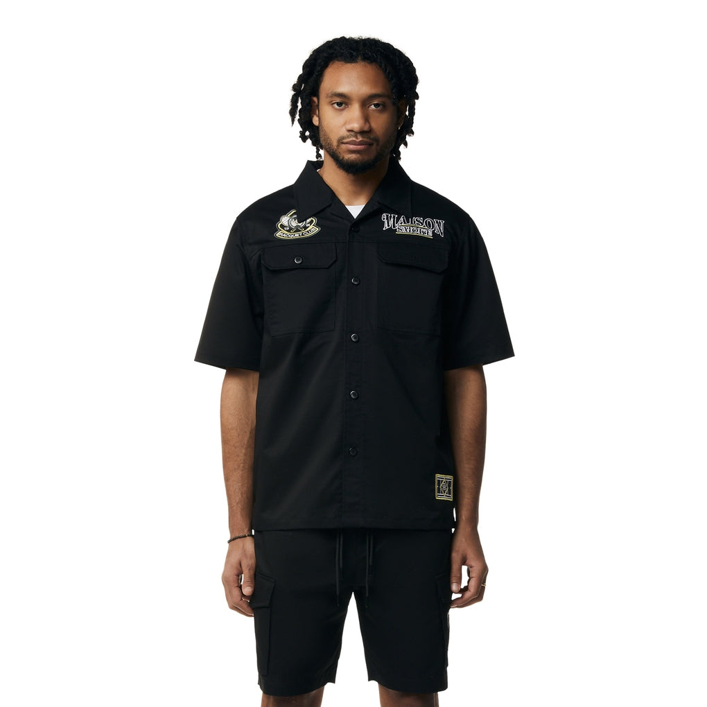 Smoke Rise Graphic Polished Twill Shirt - Black